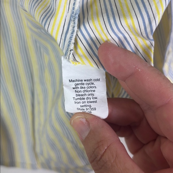 J. Crew Haberdashery White Yellow Blue Striped Stretch Button Down Shirt size S - Picture 4 of 7